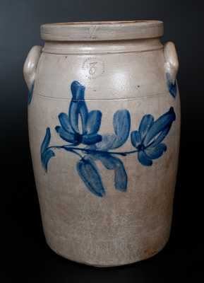  Western PA Three-Gallon Stoneware Jar w/ the Cobalt Floral Decoration