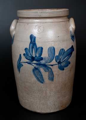 Western PA Three-Gallon Stoneware Jar w/ the Cobalt Floral Decoration