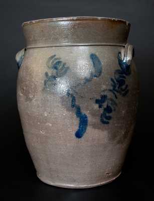 Three-Gallon Huntingdon County, PA Stoneware Jar w/ Cobalt Floral Decoration