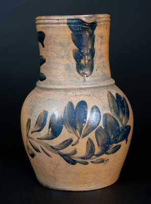 Rare J. SWANK & CO. / JOHNSTOWN, PA Stoneware Pitcher w/ Elaborate Cobalt Floral Decoration