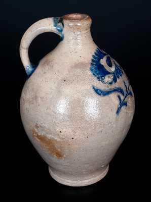 Fine New York City Stoneware Jug with Incised Floral Decoration