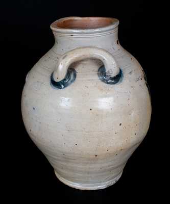 Important BOSTON Stoneware Jar w/ Impressed Indian Motif, 18th century