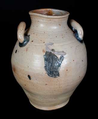 Important BOSTON Stoneware Jar w/ Impressed Indian Motif, 18th century