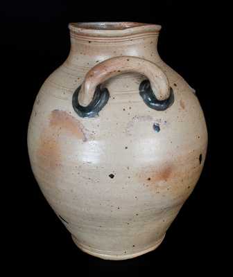 Important BOSTON Stoneware Jar w/ Impressed Indian Motif, 18th century
