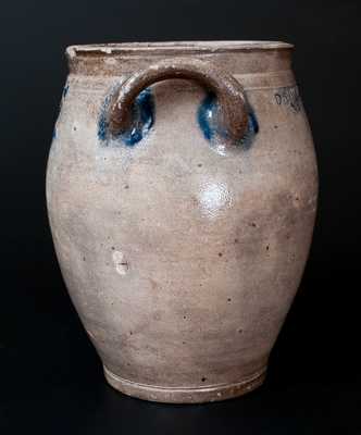 Very Rare DAVID. MORGAN. / NEW YORK Stoneware Jar w/ Impressed Swag-and-Heart Decorations