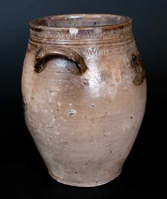 Rare T WARNE. Co / SOUTH AMBOY Four-Gallon Stoneware Jar, c1797-1805