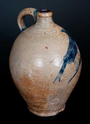 Outstanding New York City Stoneware Jug w/ Large Incised Bird