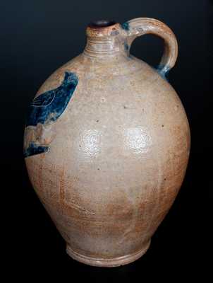 Outstanding New York City Stoneware Jug w/ Large Incised Bird