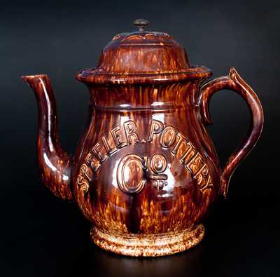 Important SPEELER POTTERY (Trenton, NJ) Store Display Teapot w/ Boston Advertising