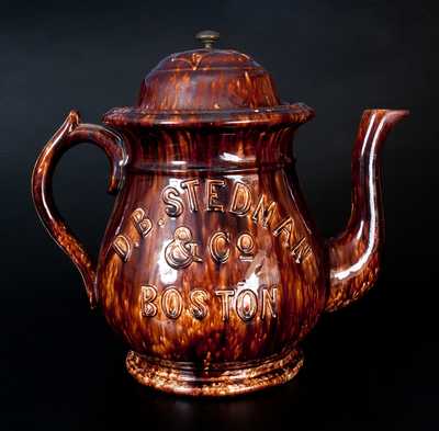 Important SPEELER POTTERY (Trenton, NJ) Store Display Teapot w/ Boston Advertising