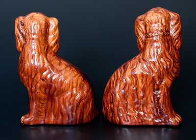 Important Pair of JOHN BELL, Waynesboro, PA Redware Spaniels