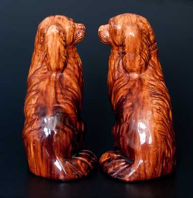 Important Pair of JOHN BELL, Waynesboro, PA Redware Spaniels