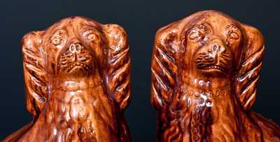 Important Pair of JOHN BELL, Waynesboro, PA Redware Spaniels