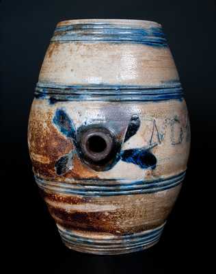Exceptional Small-Sized Stoneware Keg w/ Incised Leaves Inscribed "N. D. / 1796"
