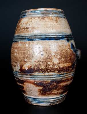 Exceptional Small-Sized Stoneware Keg w/ Incised Leaves Inscribed 