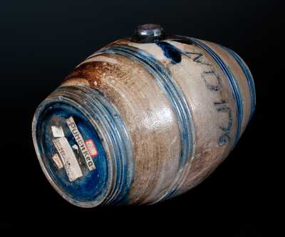 Exceptional Small-Sized Stoneware Keg w/ Incised Leaves Inscribed "N. D. / 1796"