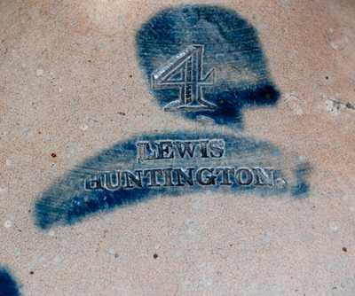 Rare Ovoid Long Island Stoneware Jug Stamped LEWIS / HUNTINGTON