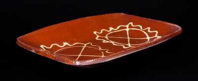 Huntington, Long Island Slip-Decorated Redware Loaf Dish w/ Double Pinwheel Decoration
