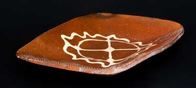 Huntington, Long Island Slip-Decorated Redware Loaf Dish w/ Pinwheel Decoration