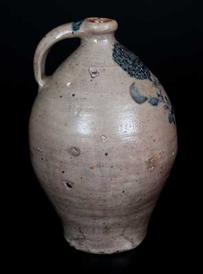 Rare  Northeastern U.S. Ovoid Stoneware Jug w/ Incised Floral Decoration