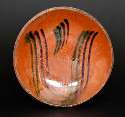 Redware Plate with Two-Color-Slip Tulip Decoration, Dryville, PA
