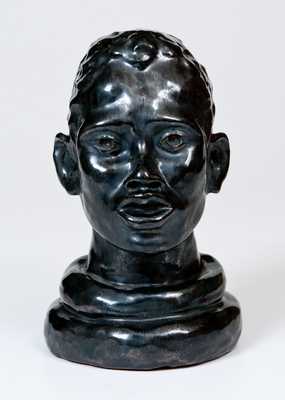 Pottery Bust of an African-American Man, Signed 