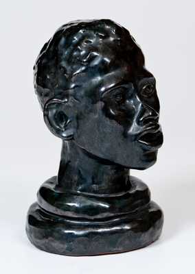 Pottery Bust of an African-American Man, Signed "Ives," probably American, 20th century