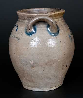 Important MADE BY XERXES PRICE AT S. AMBOY NJ Stoneware Jar w/ Incised Heart and Foliate Designs