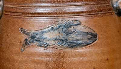 Rare Boston Stoneware Jar w/ Impressed Fish Decoration, circa 1795