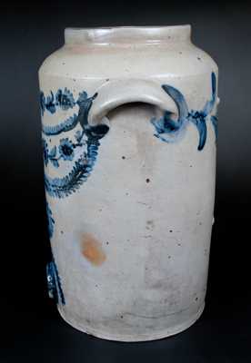 Very Rare Henry H. Remmey, Philadelphia Stoneware Water Cooler w/ Elaborate Floral Decoration