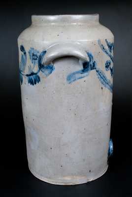 Very Rare Henry H. Remmey, Philadelphia Stoneware Water Cooler w/ Elaborate Floral Decoration