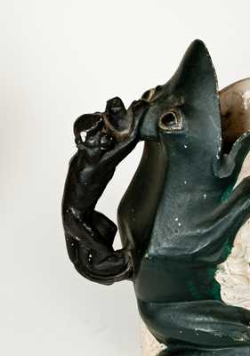 Very Rare Anna Pottery Frog Pitcher with Monkey Handle