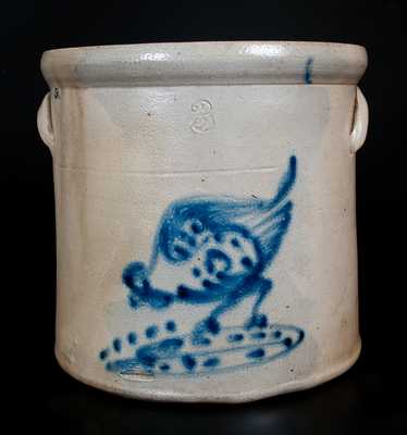  New York Stoneware Crock w/ Chicken Pecking Corn Decoration