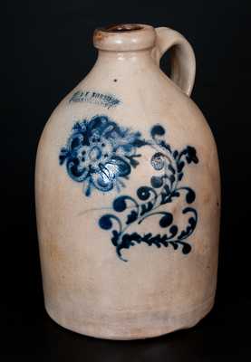 J. & E. NORTON. / BENNINGTON VT Stoneware Jug w/ Cobalt Floral Decoration