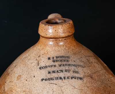 Rare Three-Gallon Poughkeepsie, NY Stoneware Advertising Jug, attrib. E.S. Fox, Athens, NY
