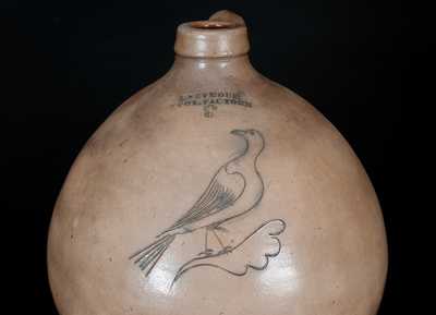 Fine I. SEYMOUR / TROY . FACTORY Incised Bird Jug