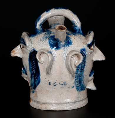 Exceedingly Rare & Important Remmey, Philadelphia Stoneware Face Jug