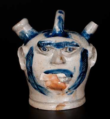 Exceedingly Rare & Important Remmey, Philadelphia Stoneware Face Jug