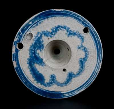 Rare M. TYLER / ALBANY Stoneware Inkwell with Scalloped Cobalt Brushwork
