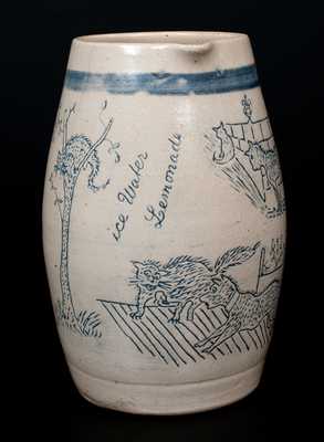 Very Rare Bristol-Glazed Stoneware Pitcher, 