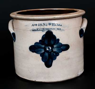 Scarce COWDEN & WILCOX / HARRISBURG. PA Crock w/ Cobalt Starburst Decoration