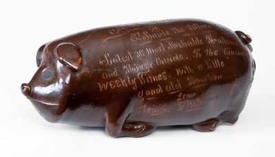Exceptional Anna Pottery Pig Bottle from Steamboat Fleetwood to the Cincinnati Weekly Times