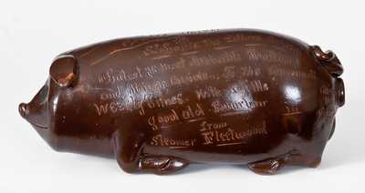 Exceptional Anna Pottery Pig Bottle from Steamboat Fleetwood to the Cincinnati Weekly Times