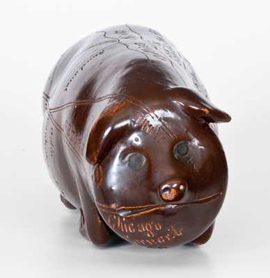 Exceptional Anna Pottery Pig Bottle from Steamboat Fleetwood to the Cincinnati Weekly Times