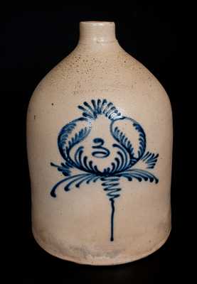 LYONS CO-OPERATIVE POTTERY CO. Stoneware Jug with Cobalt Floral Decoration