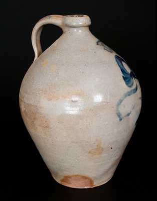 Scarce JORDAN Ovoid Stoneware Jug with Cobalt Floral Decoration