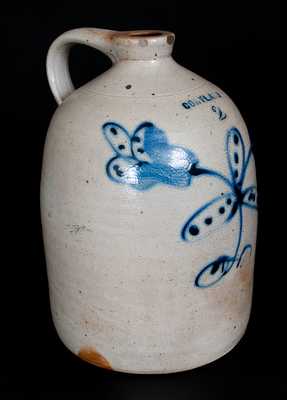 CORTLAND Stoneware Jug with Cobalt Floral Decoration