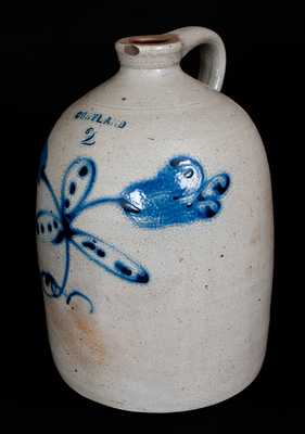 CORTLAND Stoneware Jug with Cobalt Floral Decoration