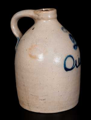 Cortland, New York Stoneware Jug with "2 Quarts" in Cobalt Script