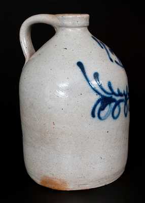 Attrib. Cortland, NY Stoneware Jug with Slip-Trailed Cobalt Decoration
